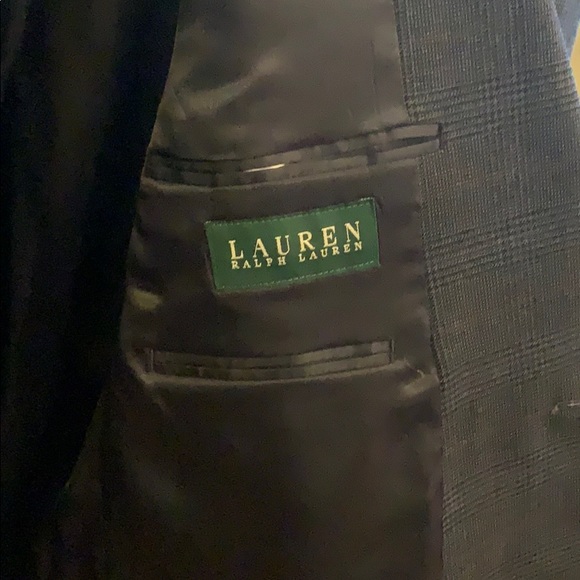 Mens Ralph Lauren sport coat 42L charcoal plaid - Picture 3 of 5